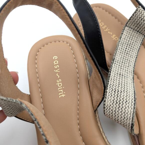 Easy Spirit Sabina Strappy Low Wedge Sandals Women's Beige/Black Size US8W EU39 - Picture 11 of 11